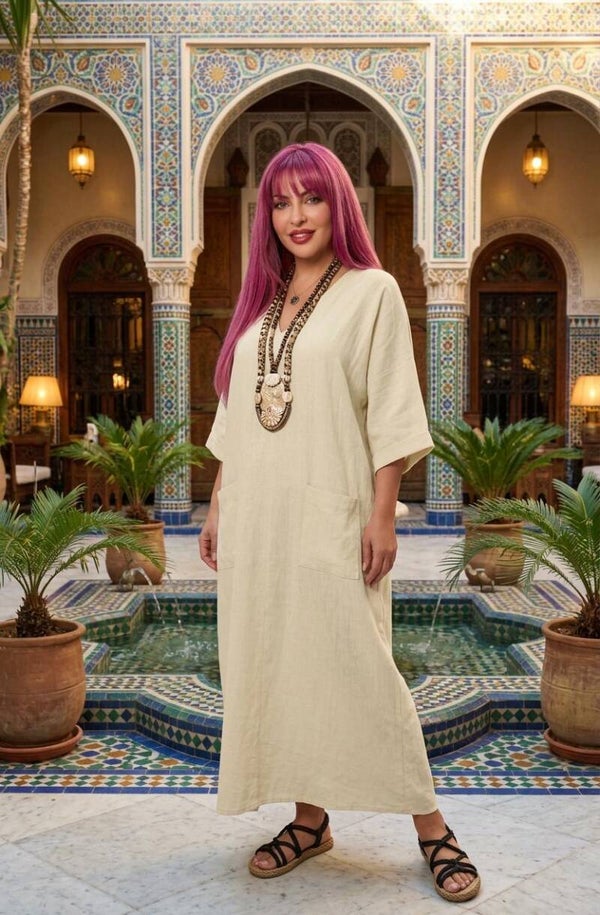 Maison Asmaa Vestito Sahara Brezze 100% Lino