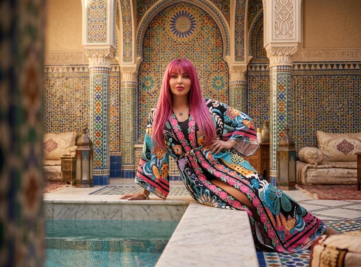 Maison Asmaa Vestaglia arcobaleno