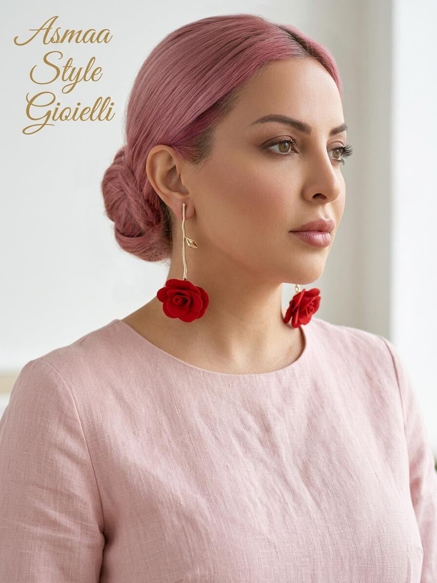 Asmaa Style Gioielli Orecchini Rose d’oro