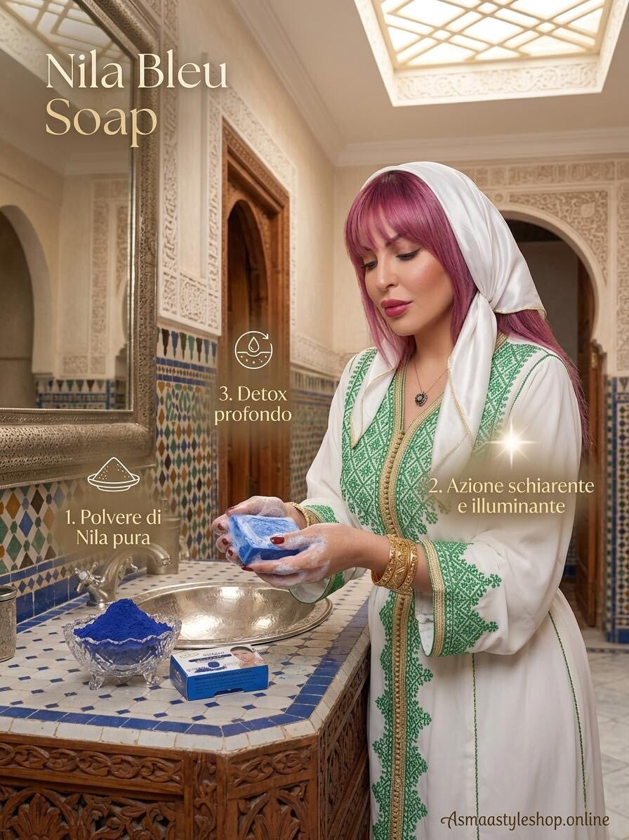 Asmaa Shop Novità -Saponetta Nila blu il rituale marocchino per una pelle vellutata