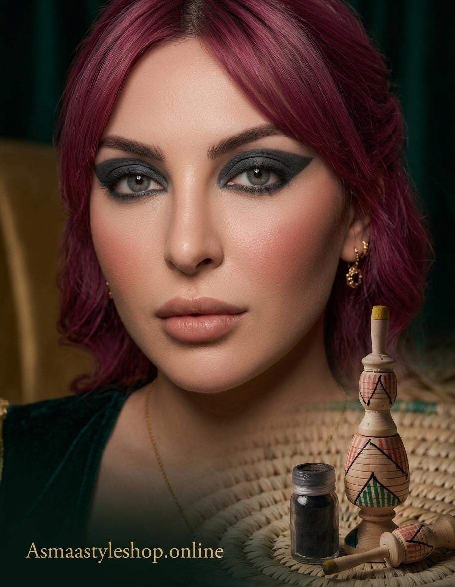 Asmaa Shop - Set Kohl Grigio e Boccetta in legno Artigianale del Marocco