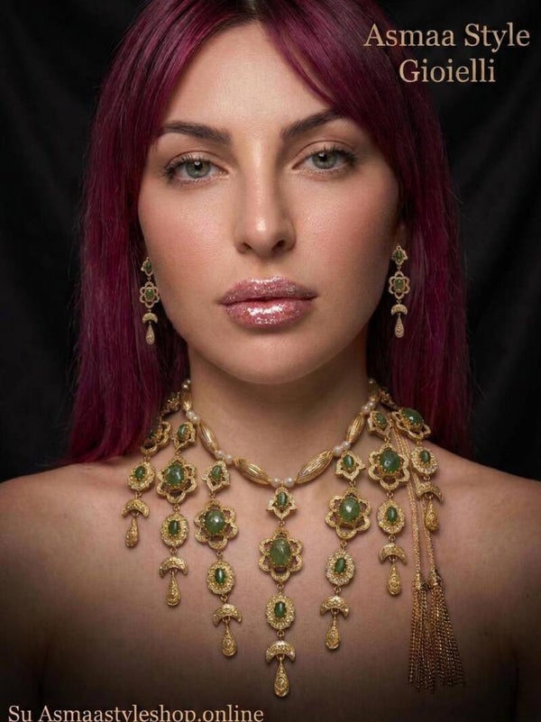 Asmaa Style Gioielli - Parure Incanto Reale : lavorazione con fili in seta placcato oro
