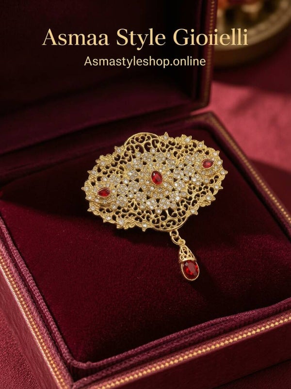 Asmaa Style Gioielli - Spilla Rubino di Fes : placcato oro