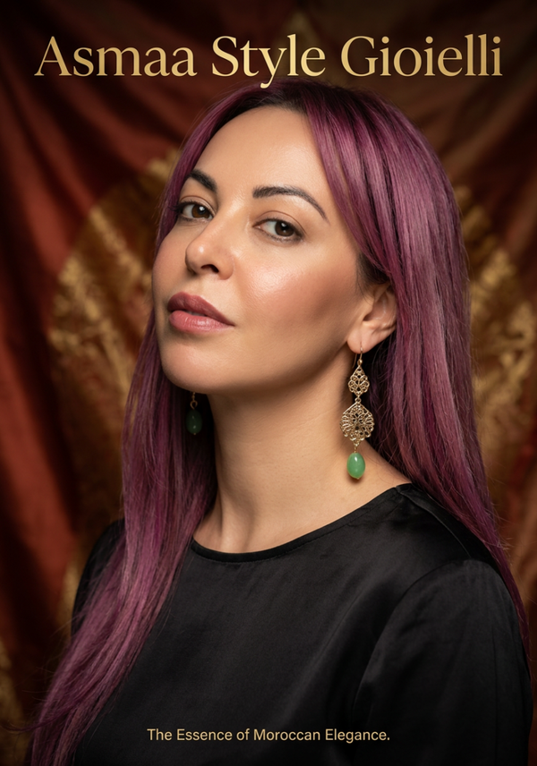 Asmaa style gioielli orecchini del Marocco con pietra verde