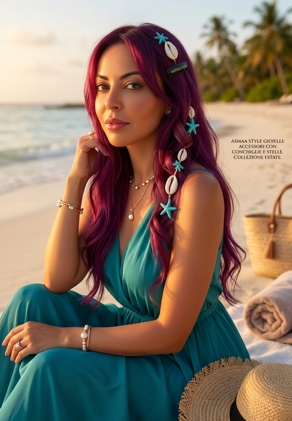 Asmaa style gioielli accessori per capelli con conchiglie e stelle