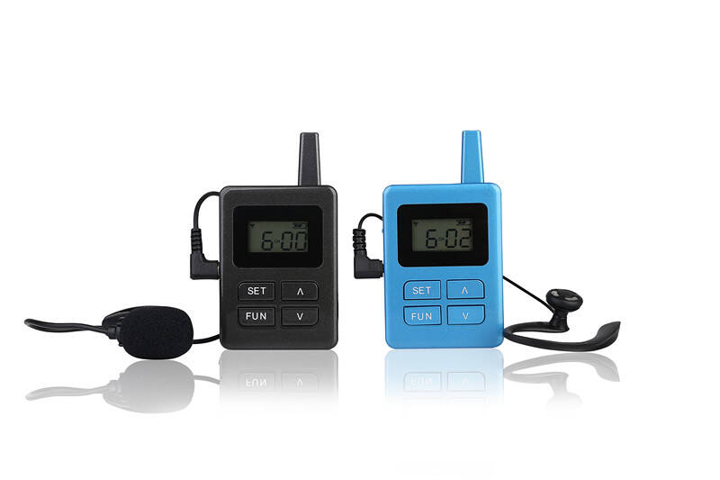 Compact Tour Guide Whisper System with earpiece and transmitter for walking tours