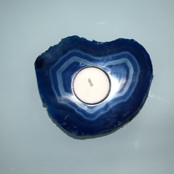 Teelichthalter aus blauem Achat ... Typ: A001