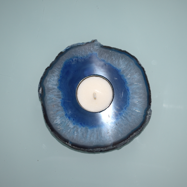 Teelichthalter aus blauem Achat ... Typ: A002