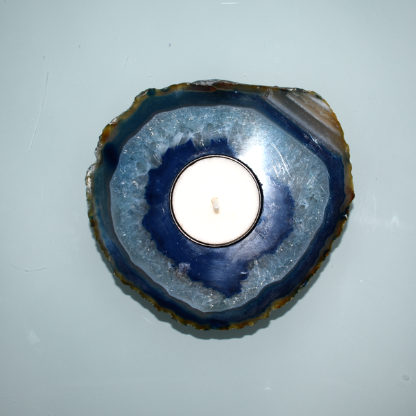 Teelichthalter aus blauem Achat ... Typ: A003