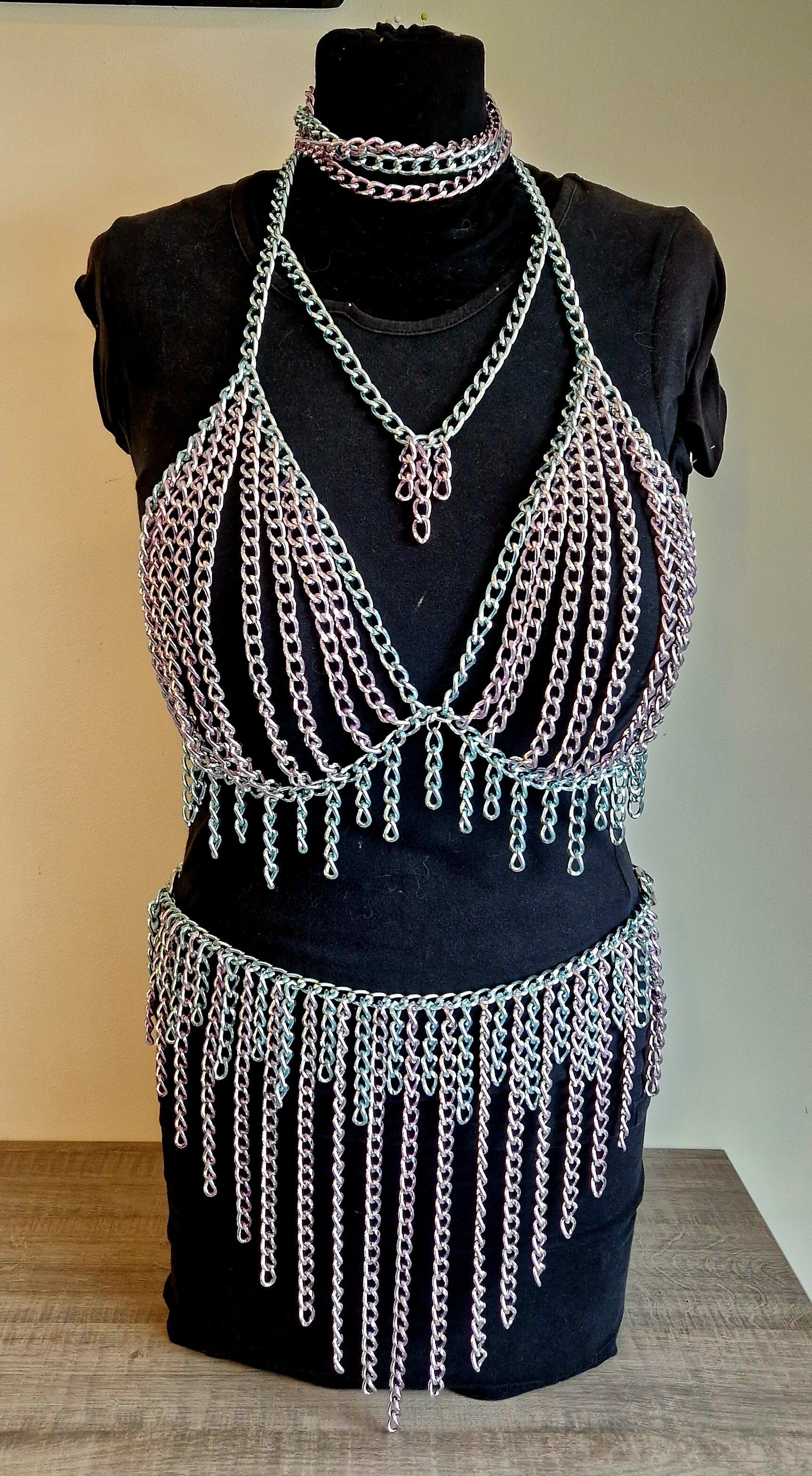 🌙 Shimmerwave Kiss – One-of-a-Kind Bodychain Set