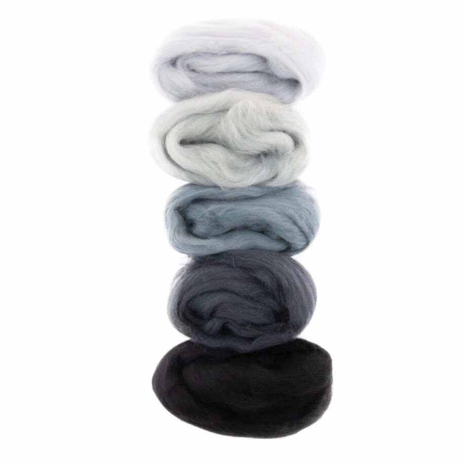 European Merino Wool Roving - Grey/Black