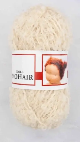 Mohair Bouclé Doll Hair Yarn - Natural