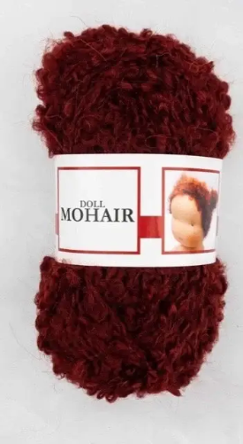 Mohair Bouclé Doll Hair Yarn - Reddish Brown