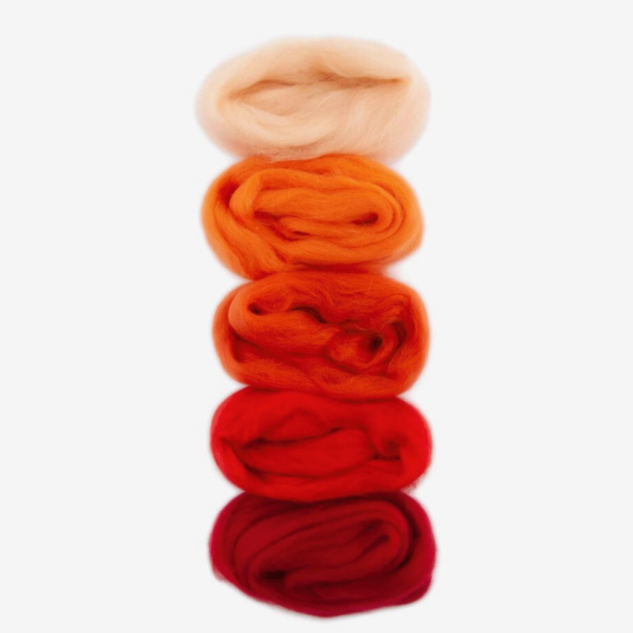 European Merino Wool Roving - Orange/Red