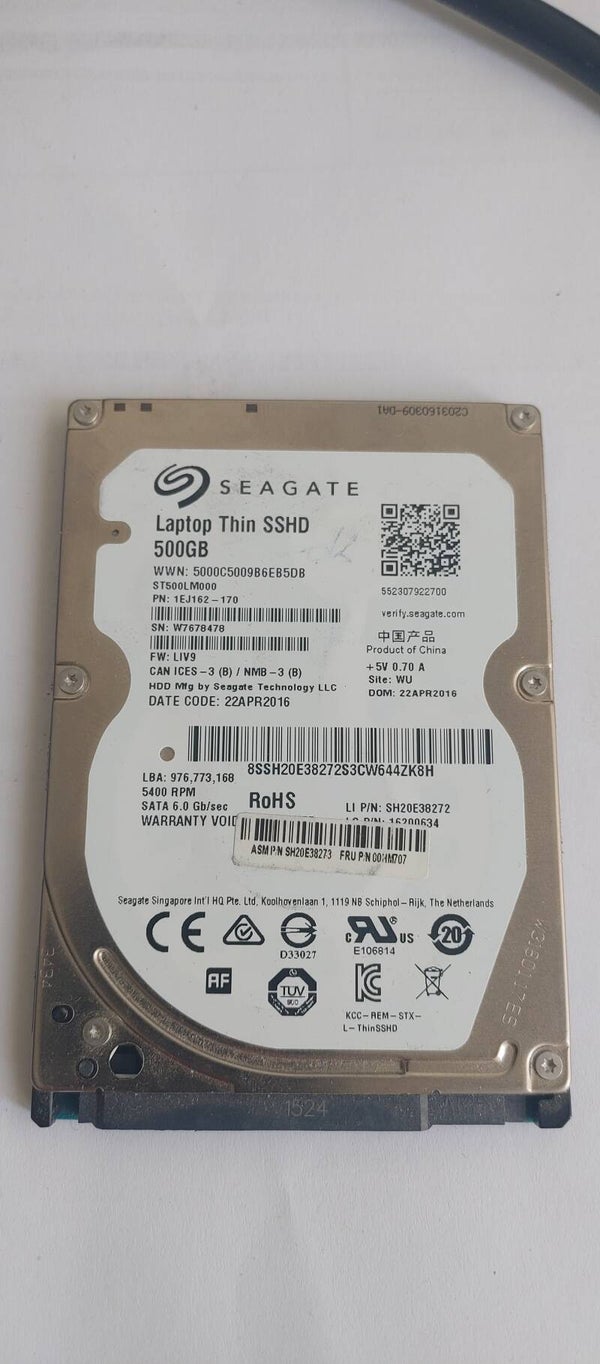 HDD Seagate Laptop Thin SSHD 500 GB ST500LM000 reconditionné