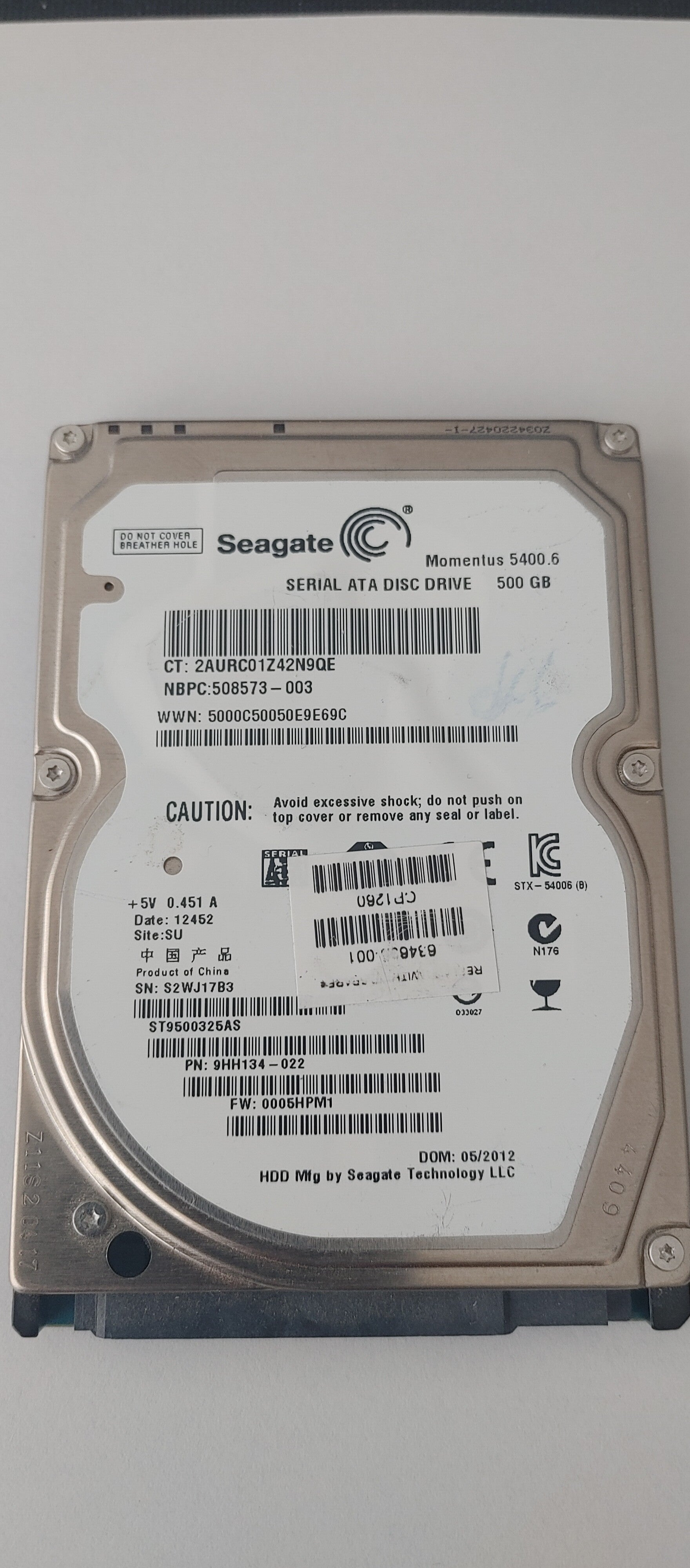 HDD Seagate 500GB 5400tr/m ST9500326AS 2.5" SATA