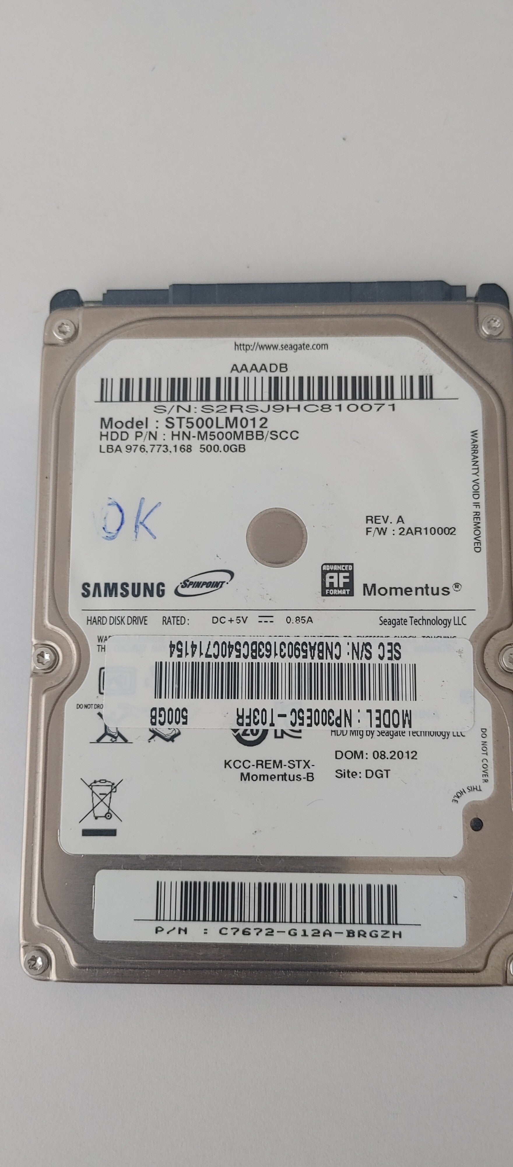 HDD Seagate 500GB ST5000LM012 5400 tr/m SATA 2.5"