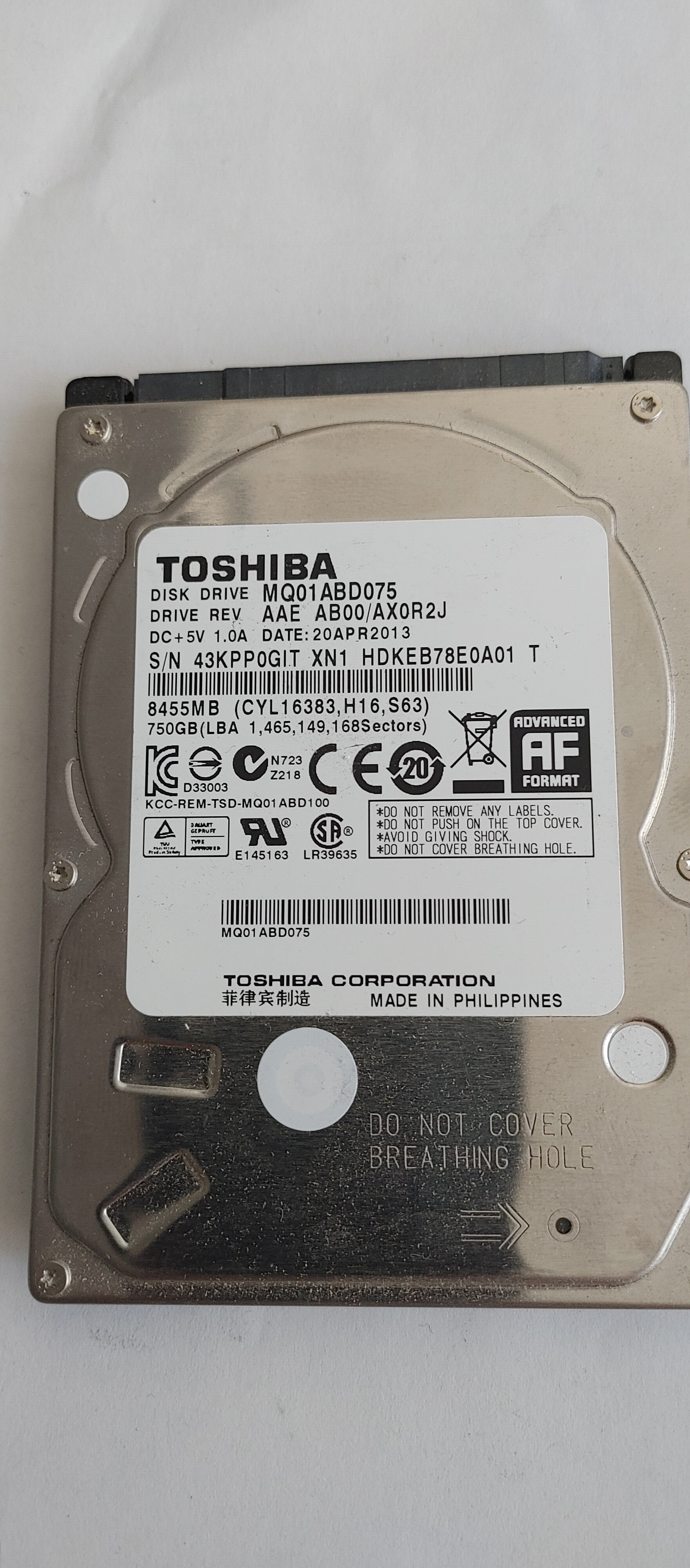 HDD Toshiba 750GB SATA 2016