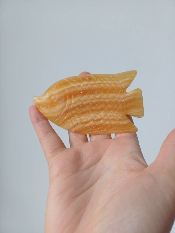 Oranje calciet carving (vis)
