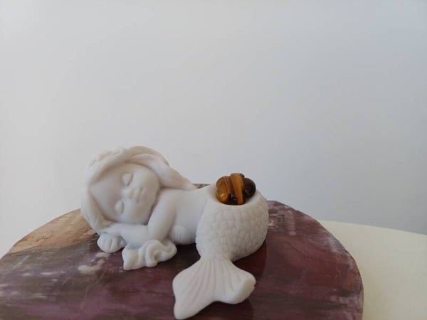 Tijgeroog carving bloemetje (doorboord)