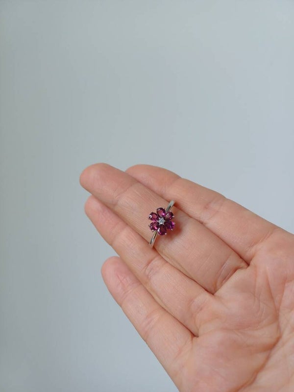 Granaat ring (s925) bloem