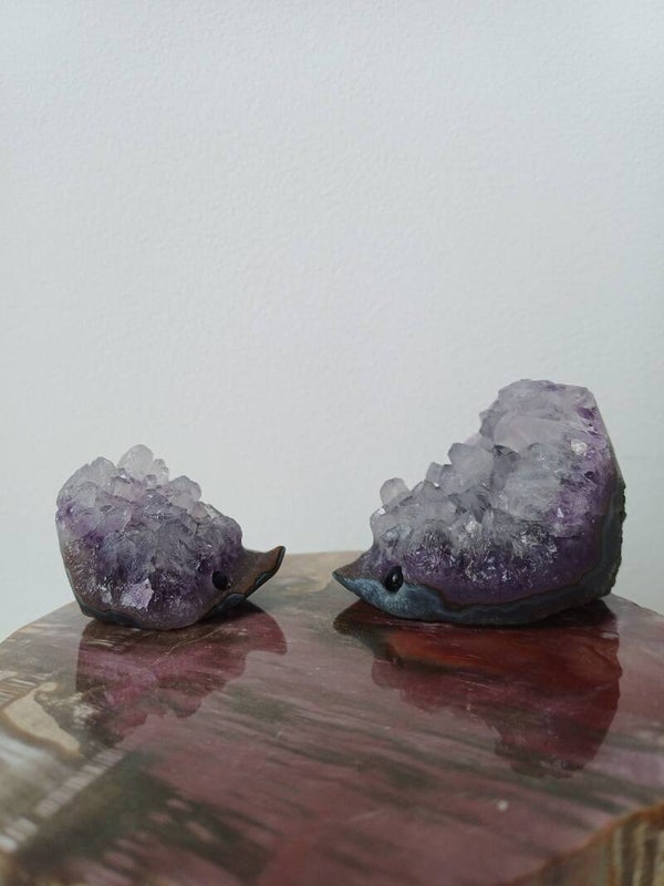Amethist cluster egels (mama & kleintje)
