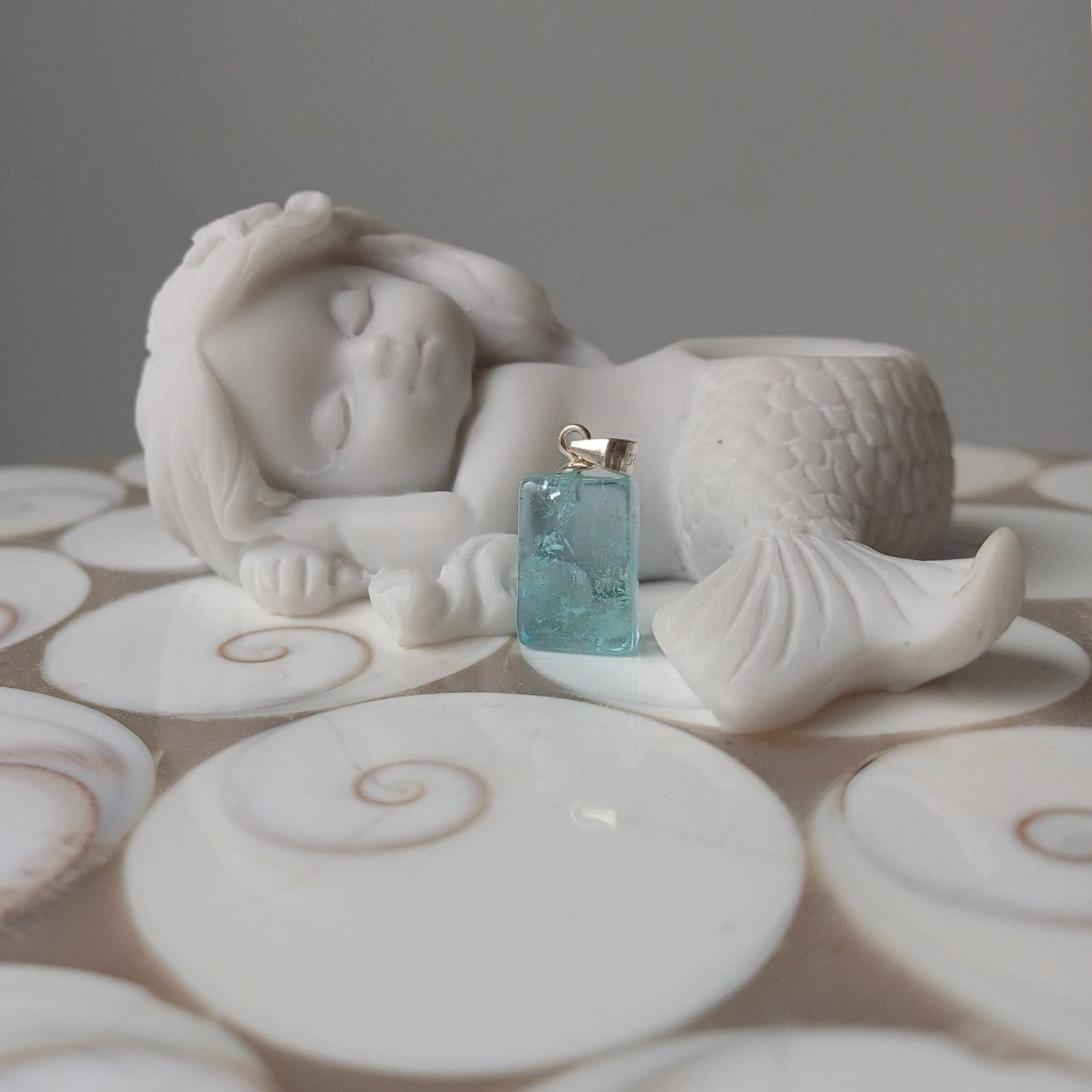 Rechthoekige aquamarijn hanger (s925)