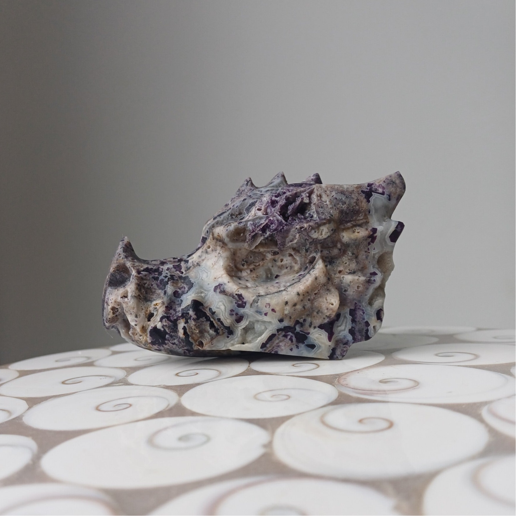 Gecombineerde fluoriet carving (drakenschedel)