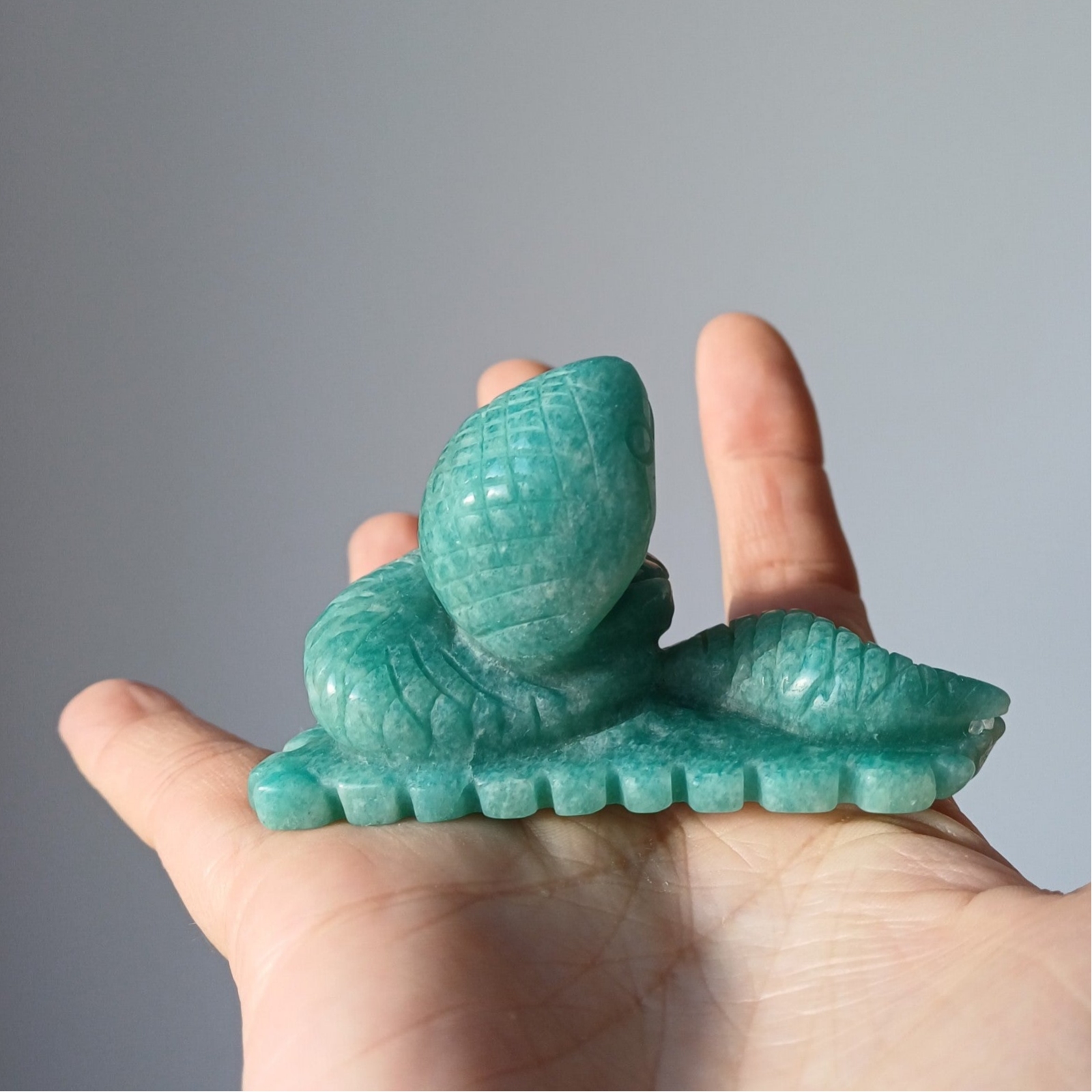 Amazoniet carving (cobra)