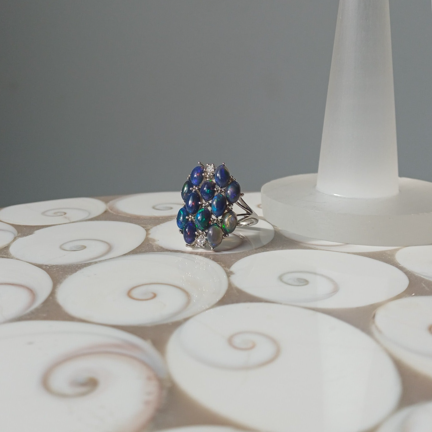 Zwarte opaal ring (s925)