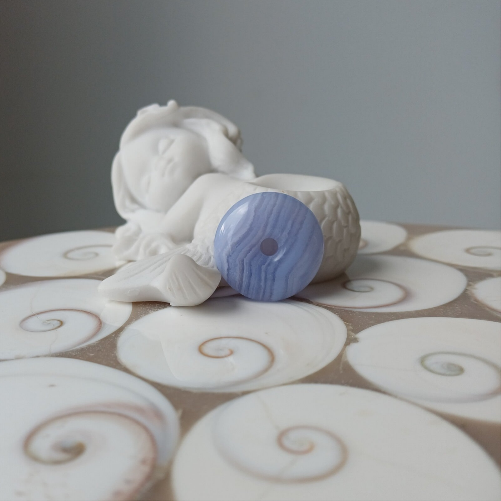 Blauwe chalcedoon (Blue Lace) donut