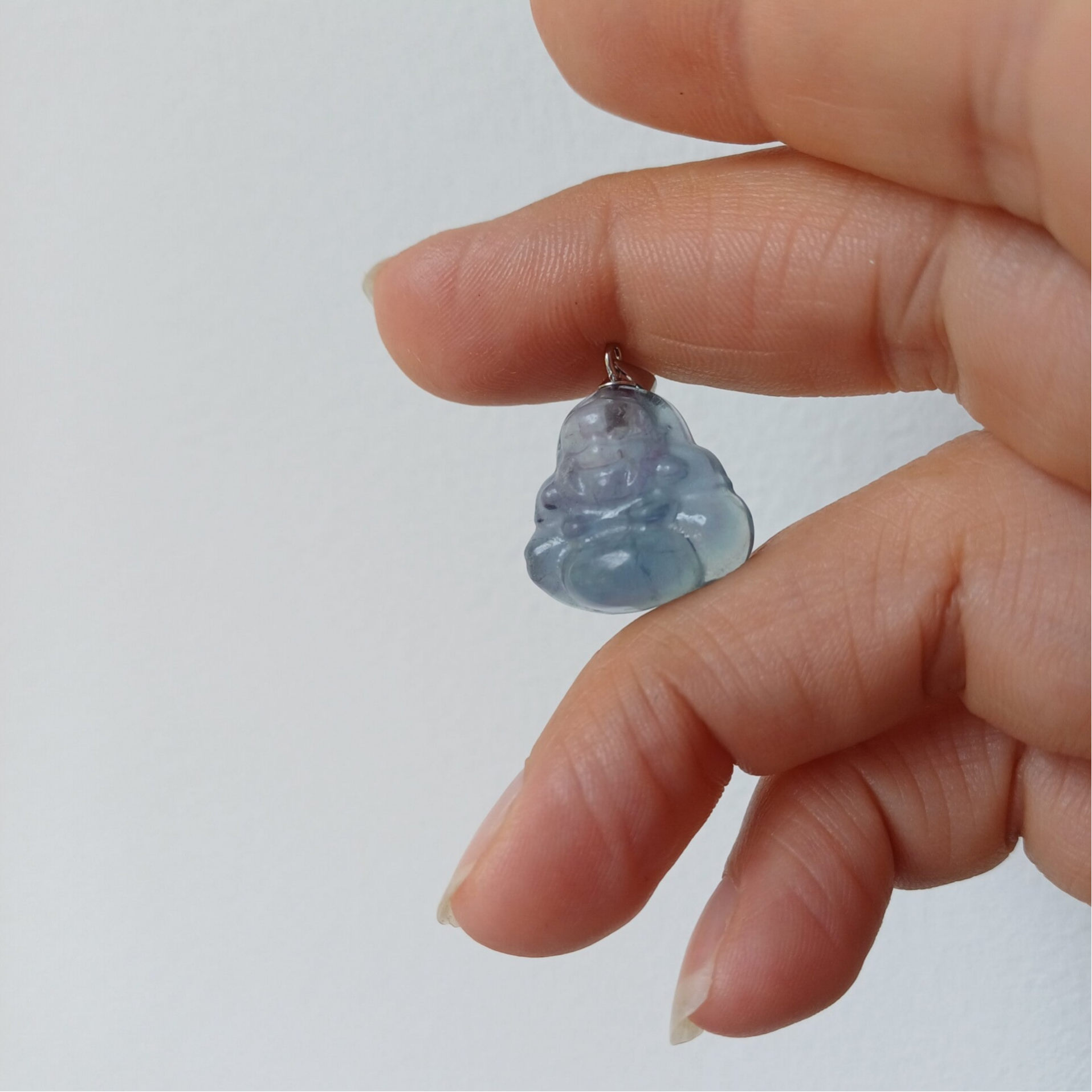 Fluoriet carving (Boeddha) hanger (s925)