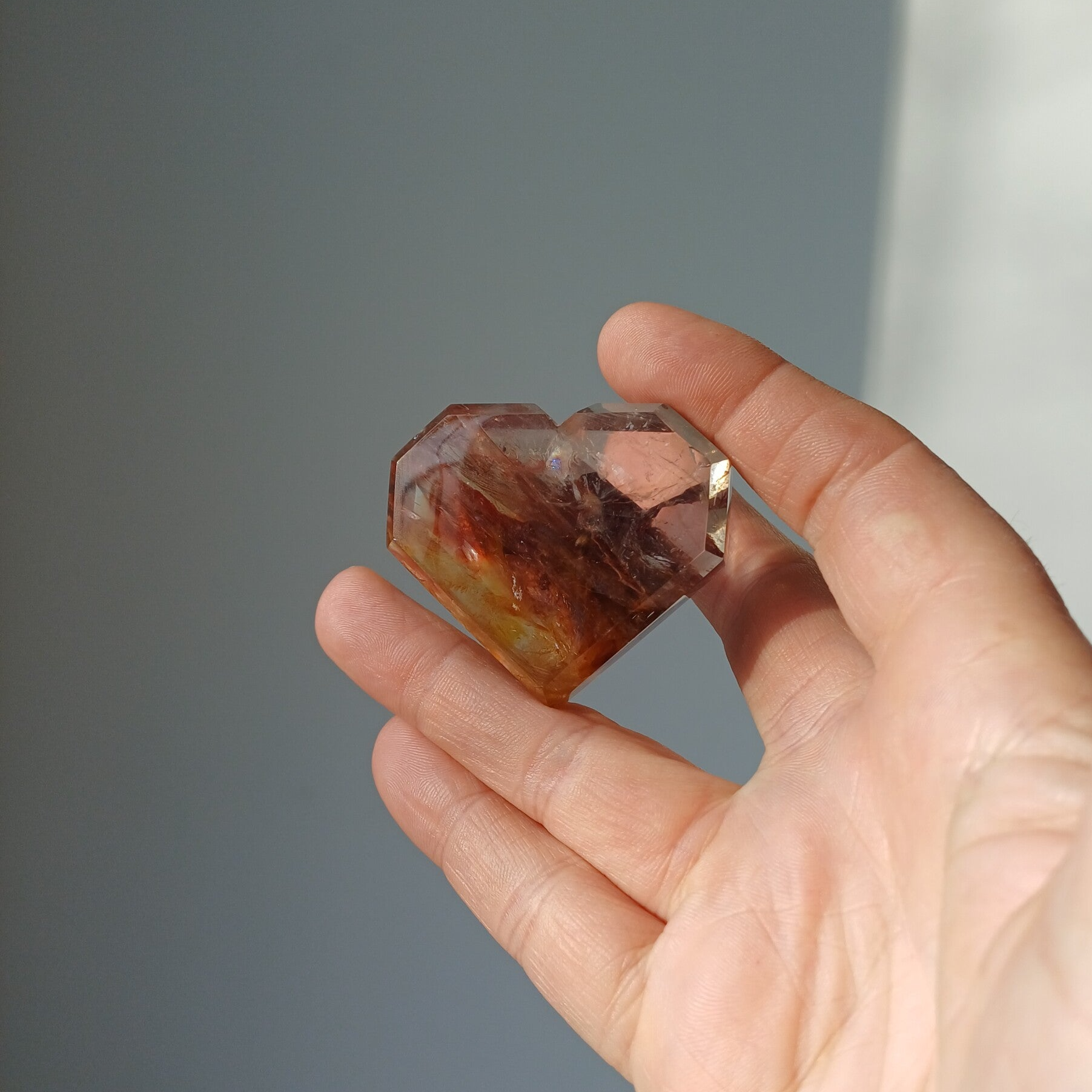 Hematoïdekwarts hart met golden healer