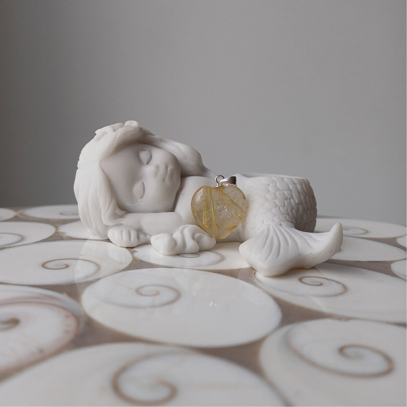 Goud rutielkwarts hart hanger (s925)