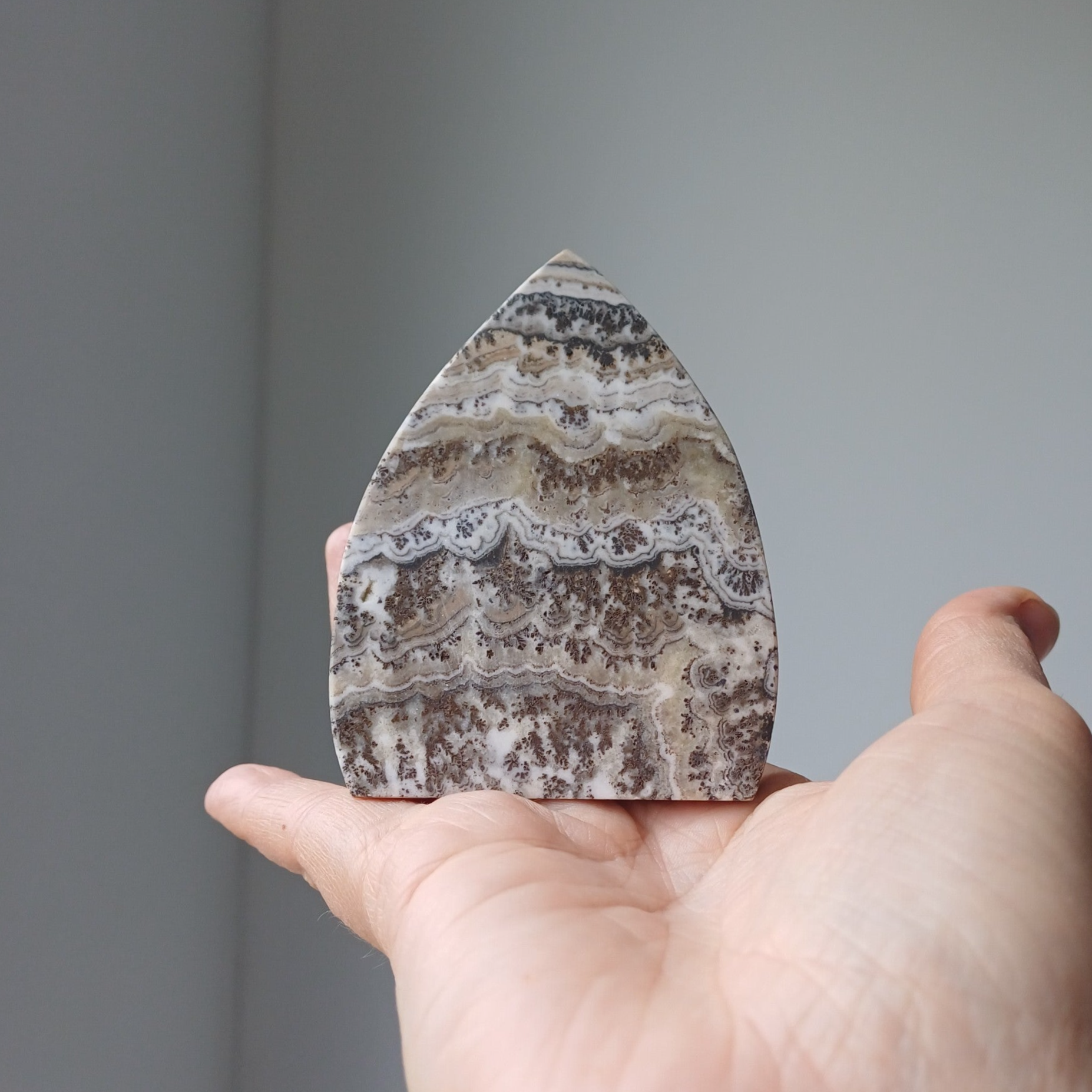 Chocolade calciet met aragoniet sculptuur