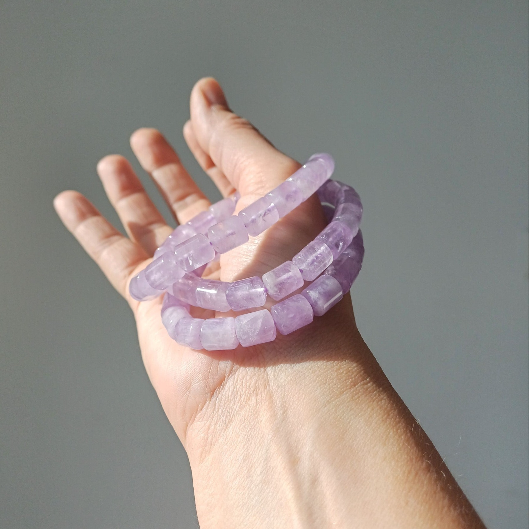 Lavendel amethist armband 8.5 mm (barrel beads)