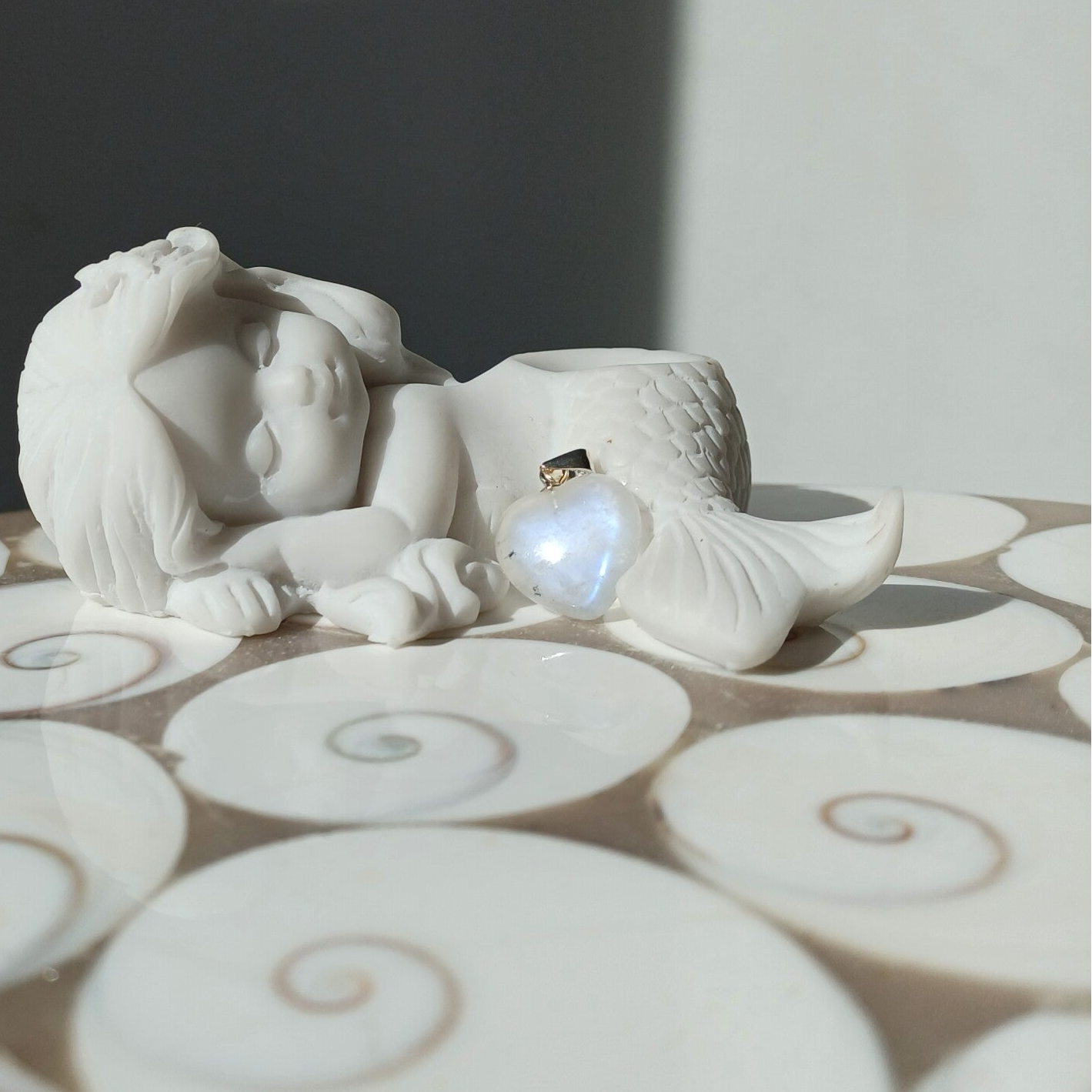 Maansteen hart hanger (s925)