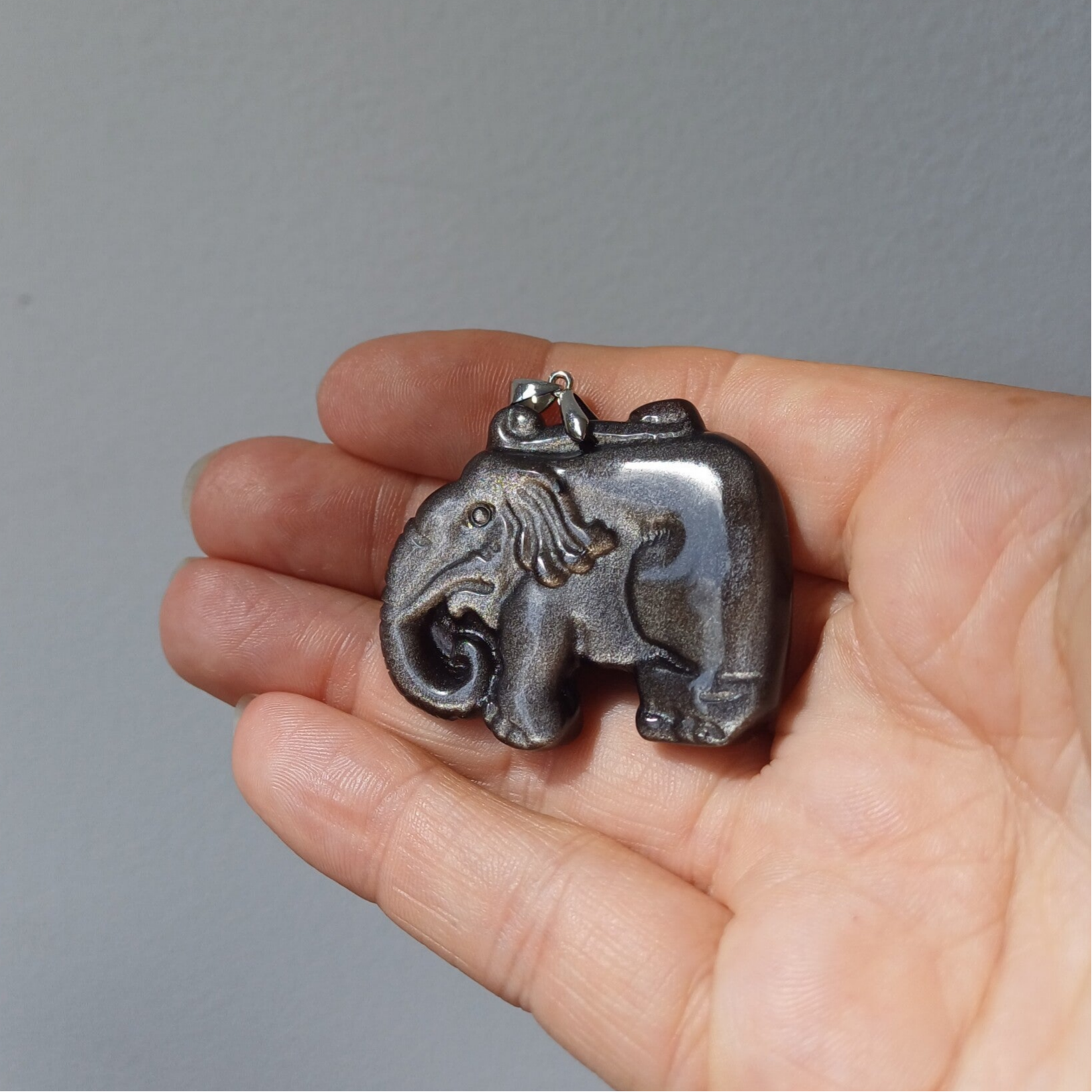Zilver obsidiaan hanger (olifant) s925