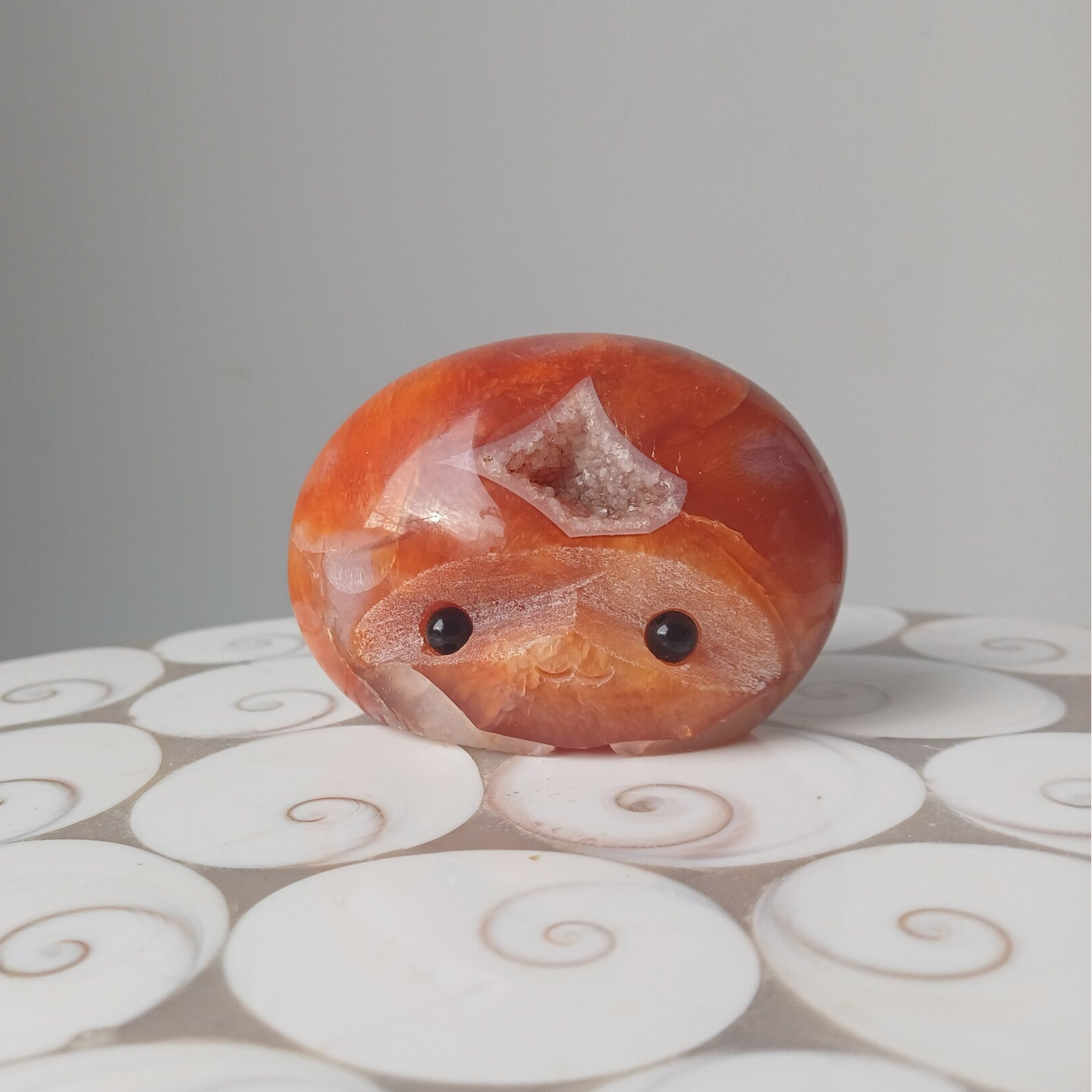 Vrolijk vriendje van carneool met druzy