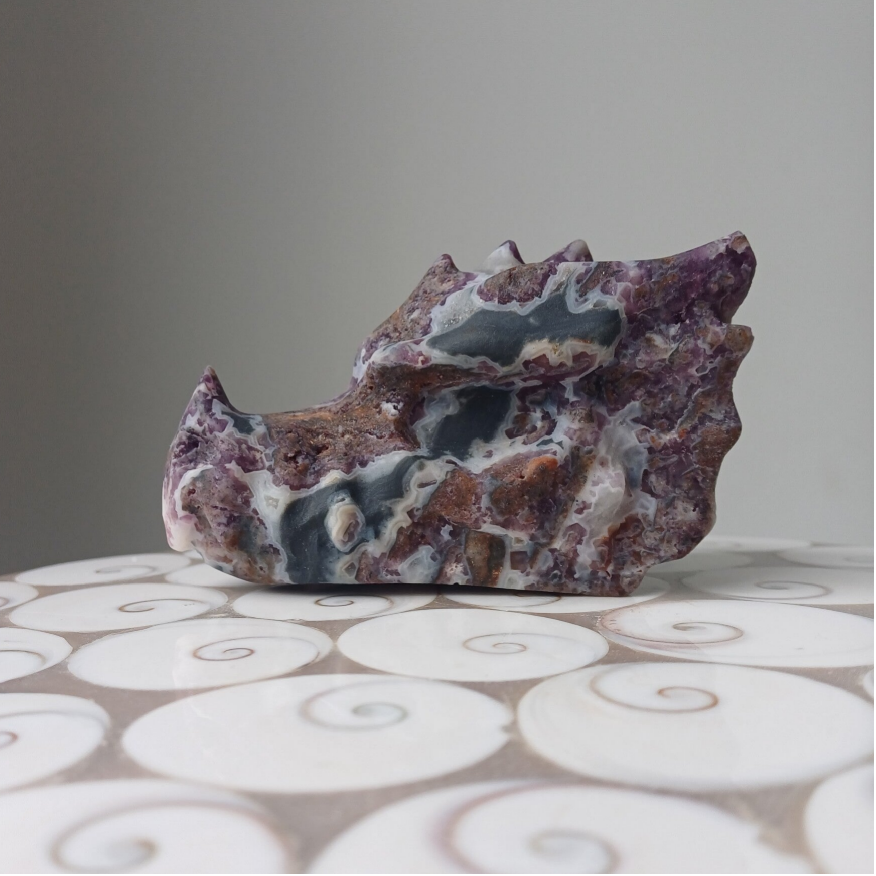 Gecombineerde fluoriet carving (drakenschedel)