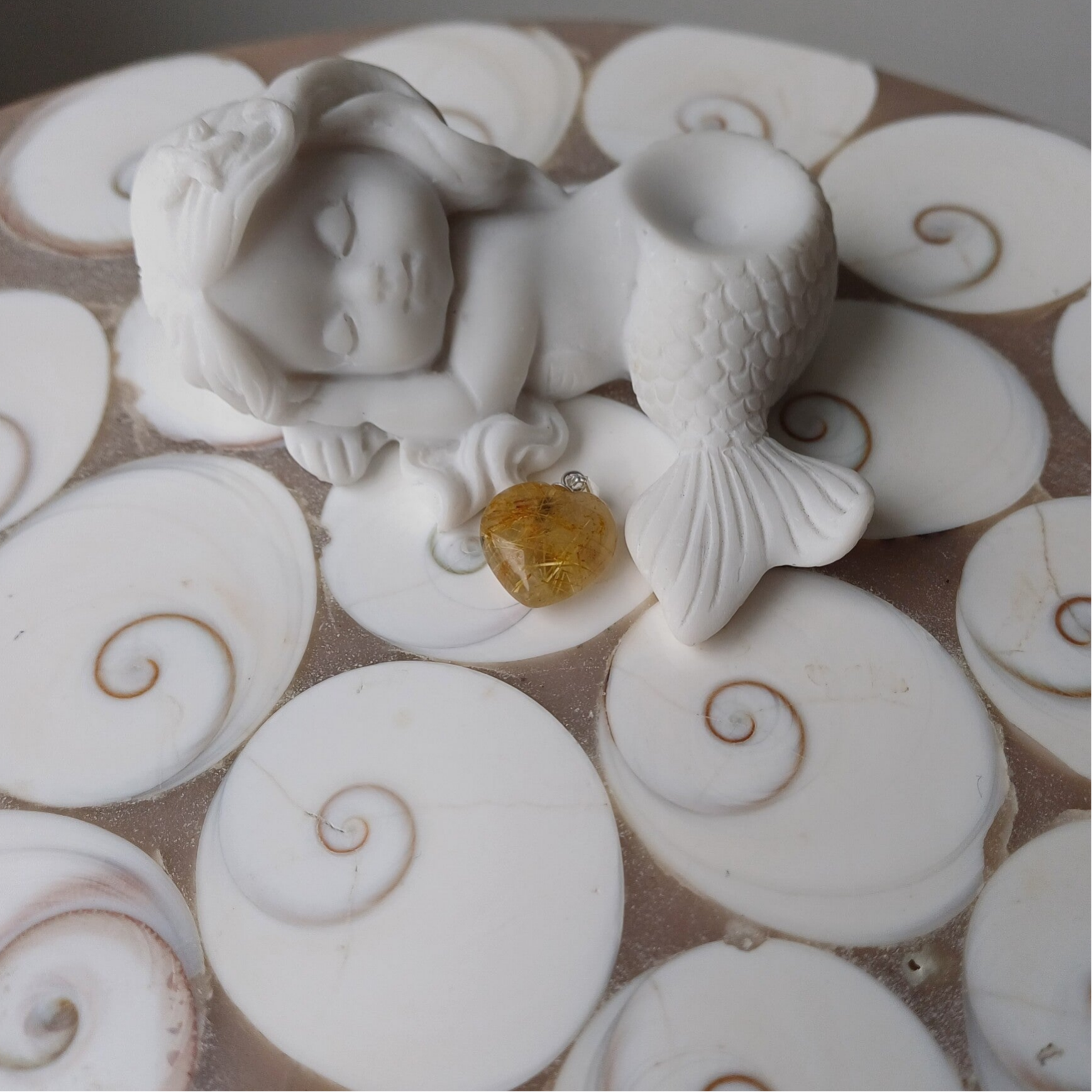 Goud rutielkwarts hart hanger (s925)