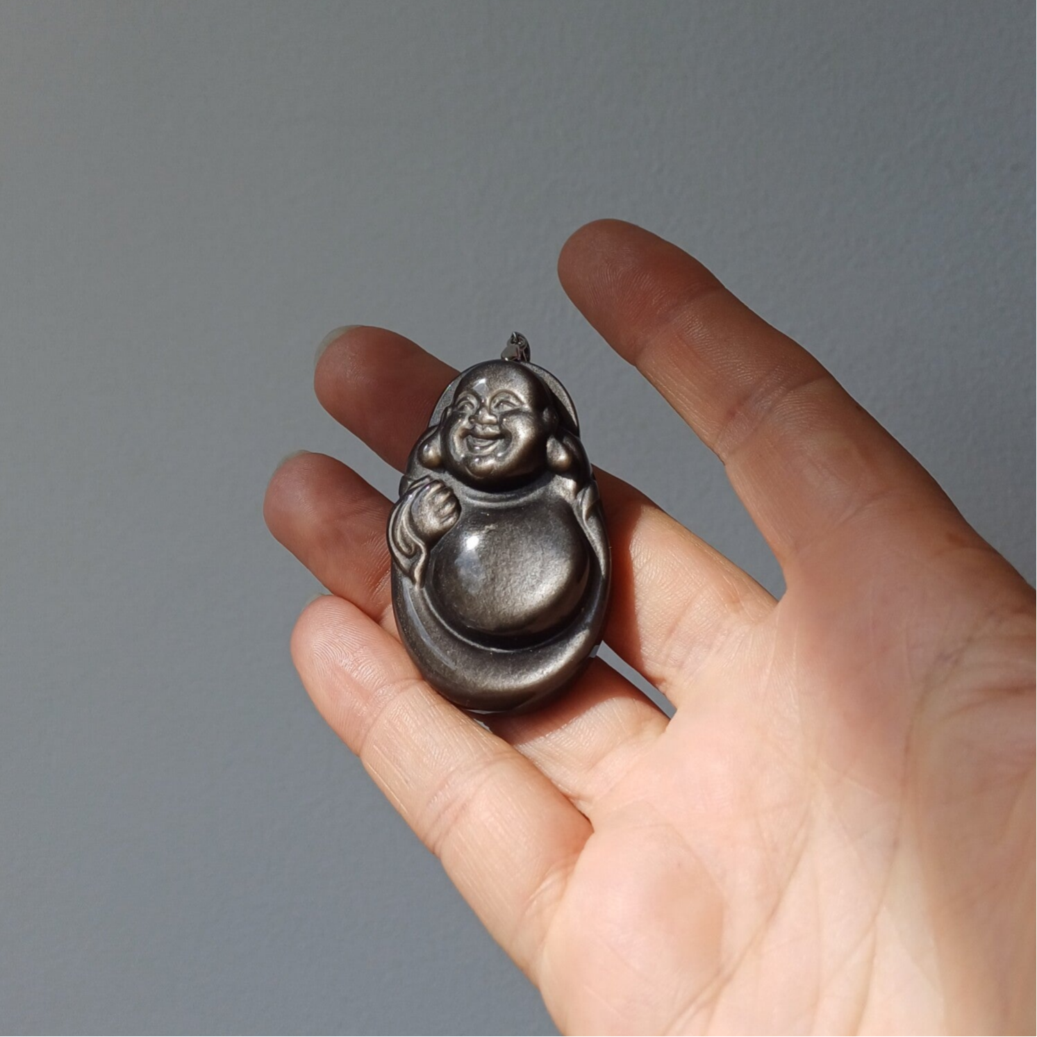 Zilver obsidiaan hanger (Boeddha) s925