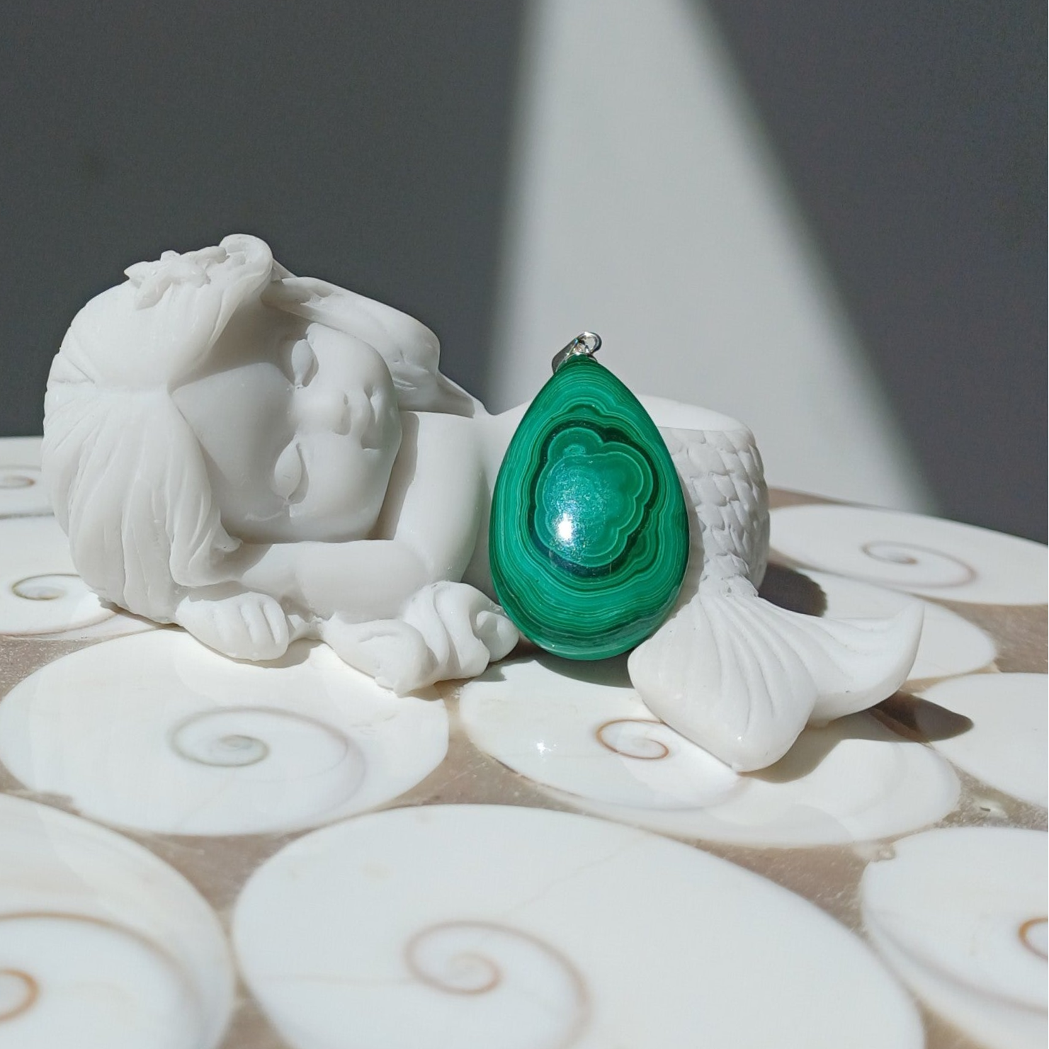 Malachiet druppel hanger (s925)