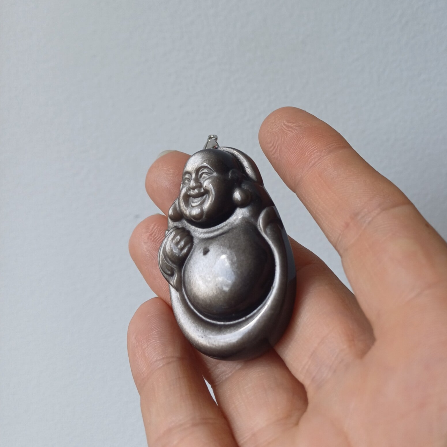 Zilver obsidiaan hanger (Boeddha) s925