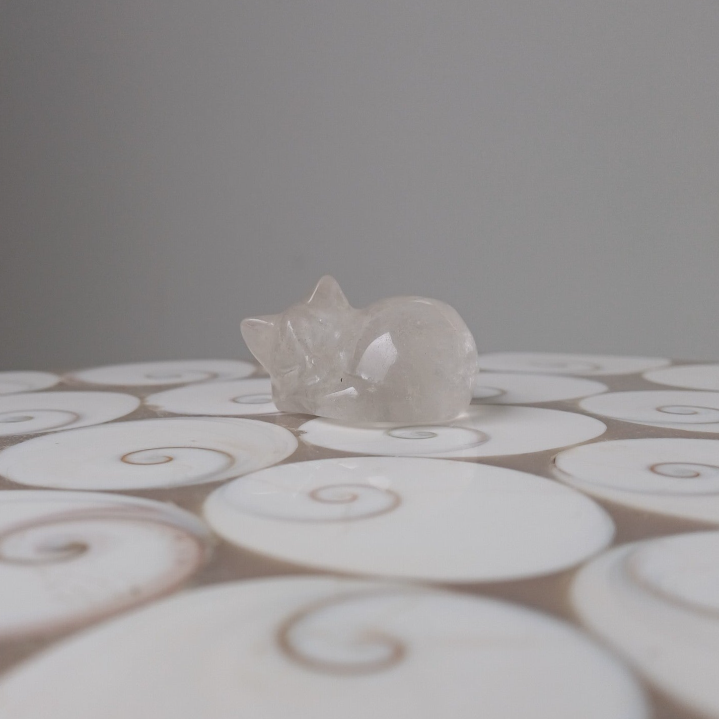 Bergkristal carving (slapende kat)