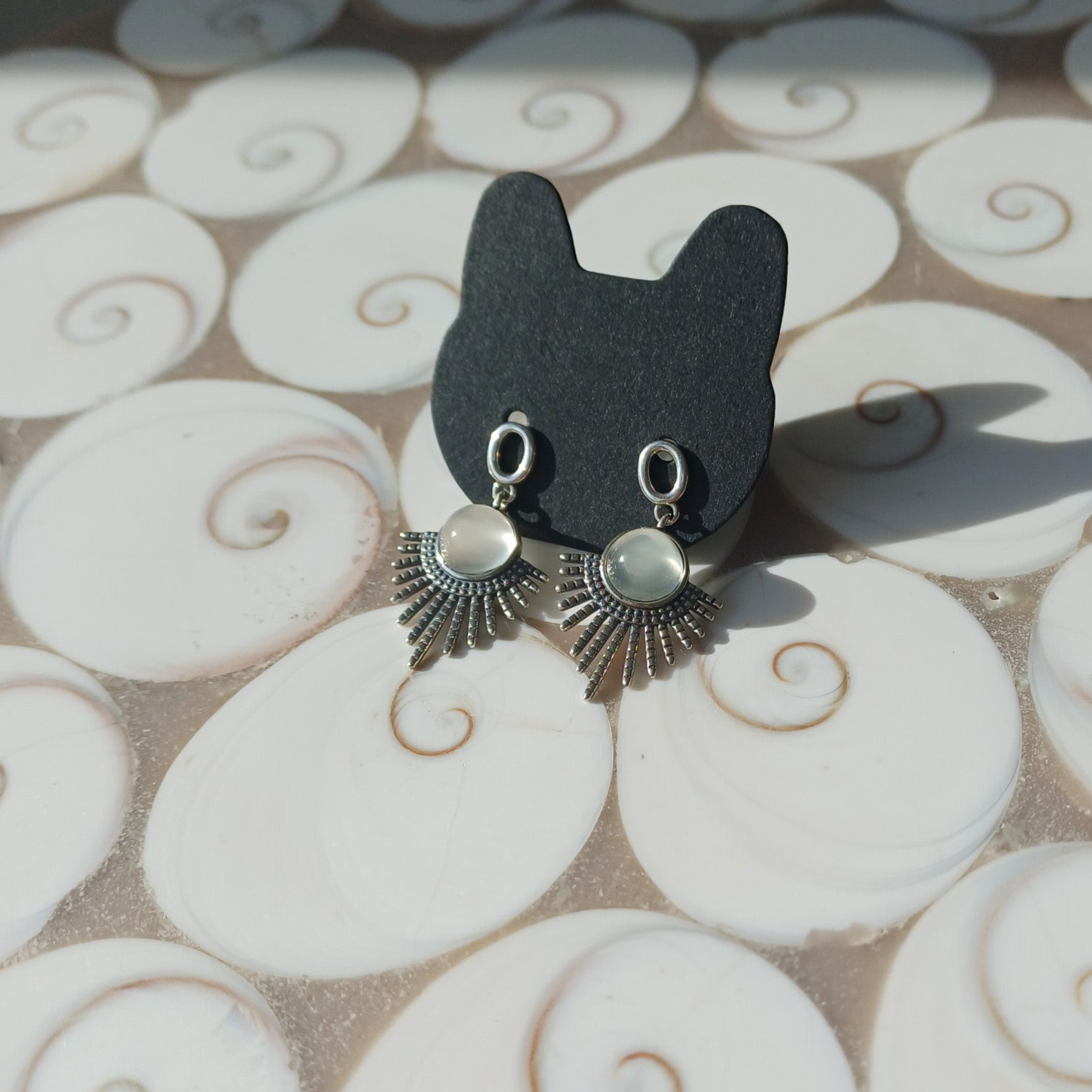 Zilveren maansteen oorbellen (s925)