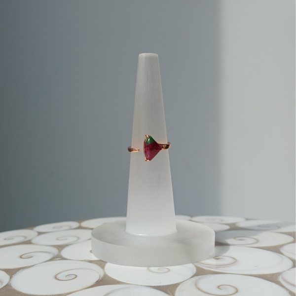 Rosé-plated zilveren  robijn in zoisiet ring (s925)