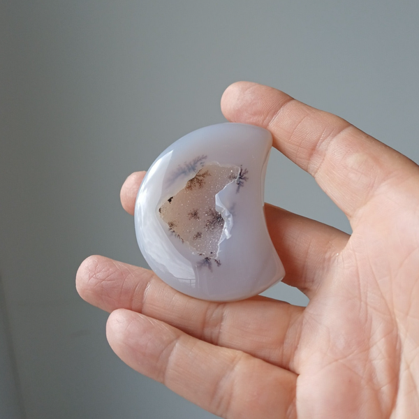 Druzy agaat maan met dendriet