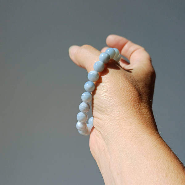 Blauwe chalcedoon (Blue Lace) armband 8 mm