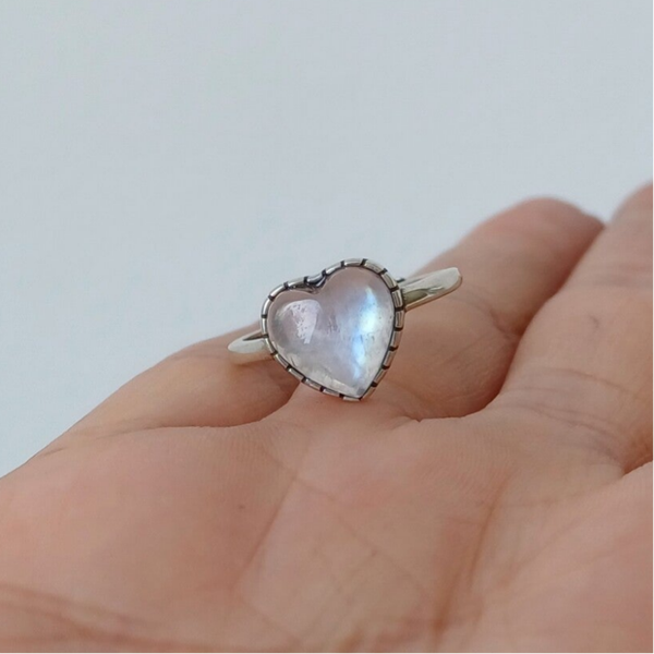 Maansteen hart ring (s925)